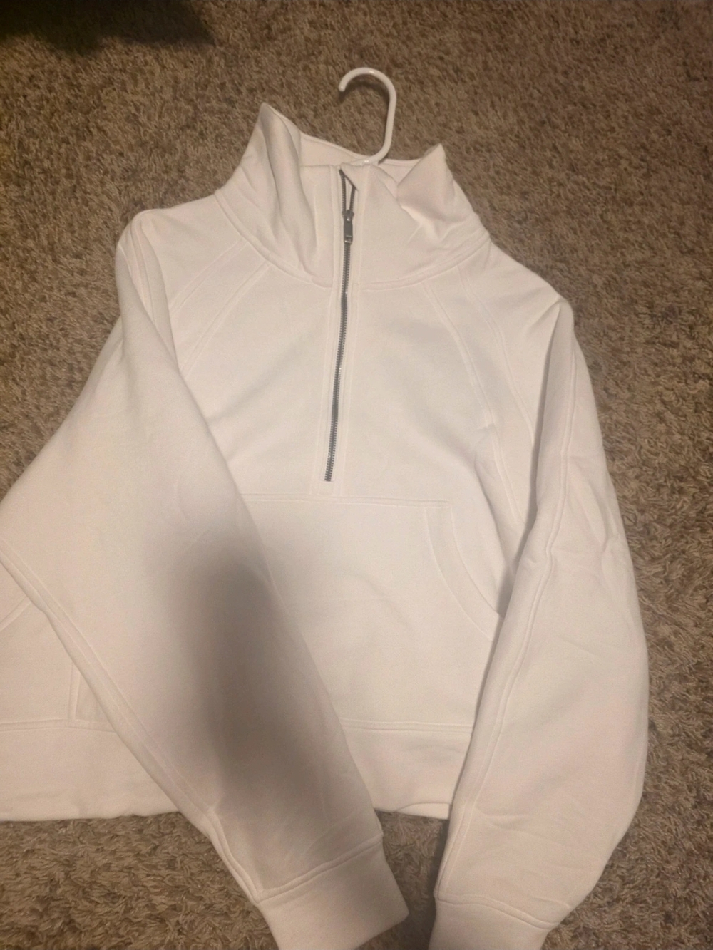 Cropped White Half-Zip Pullover